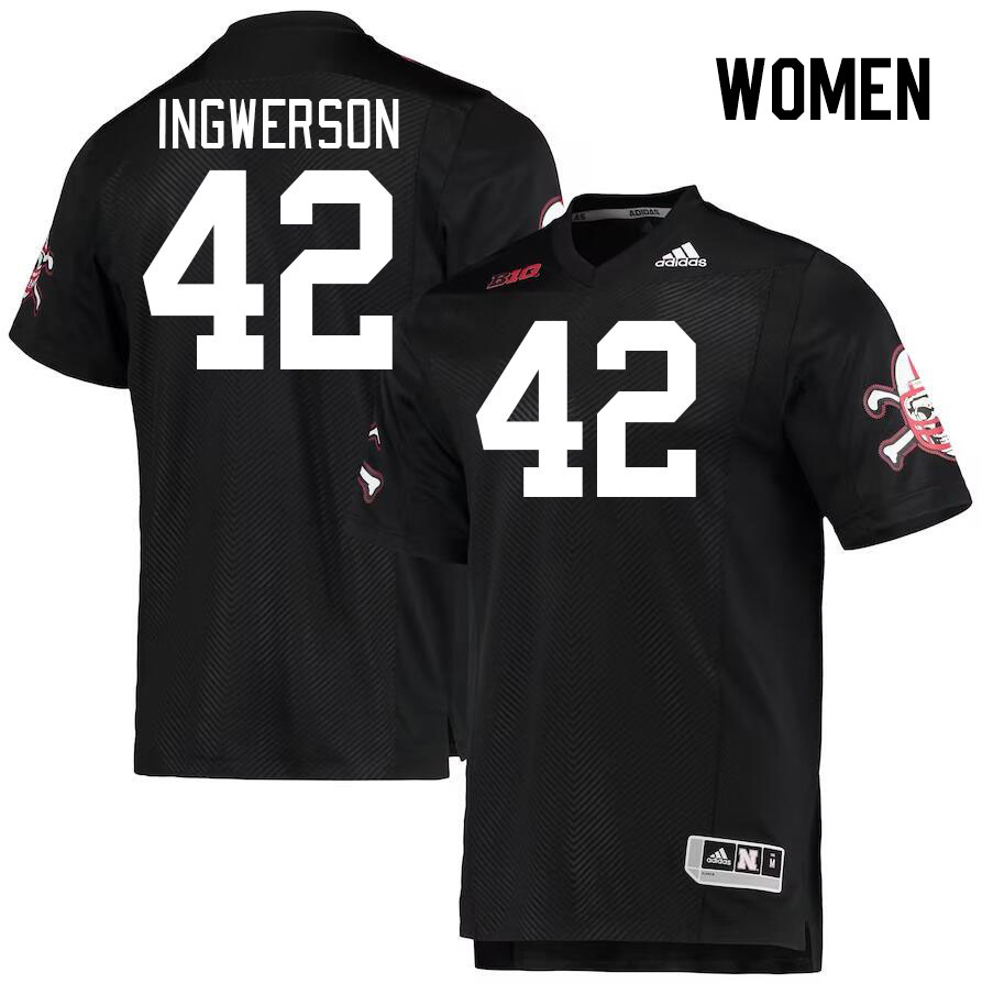 Women #42 Eric Ingwerson Nebraska Cornhuskers College Football Jerseys Stitched Sale-Black